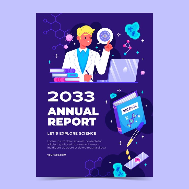 Free Vector annual report template for science and research