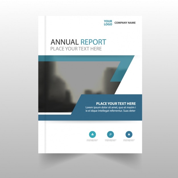 Annual report template with blue details