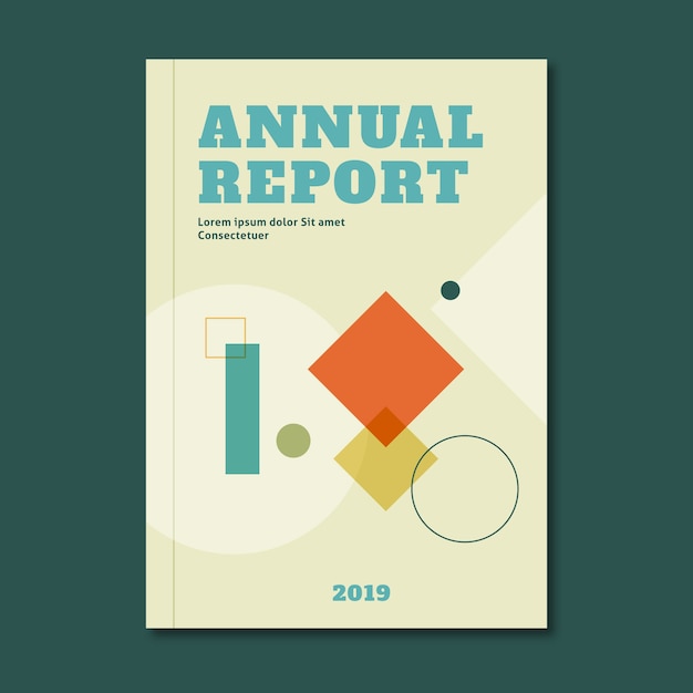 Free vector annual report template with minimalist vintage shapes