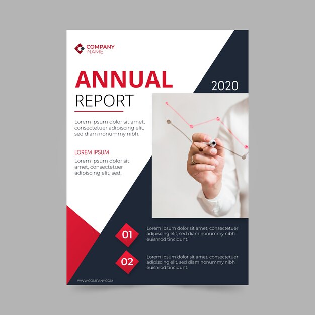 Annual report template with photo theme