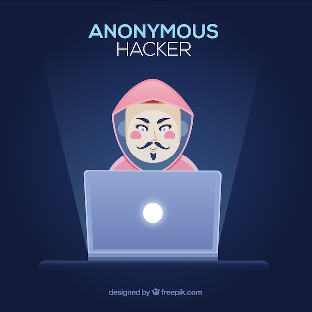 Anonymous hacker with flat design