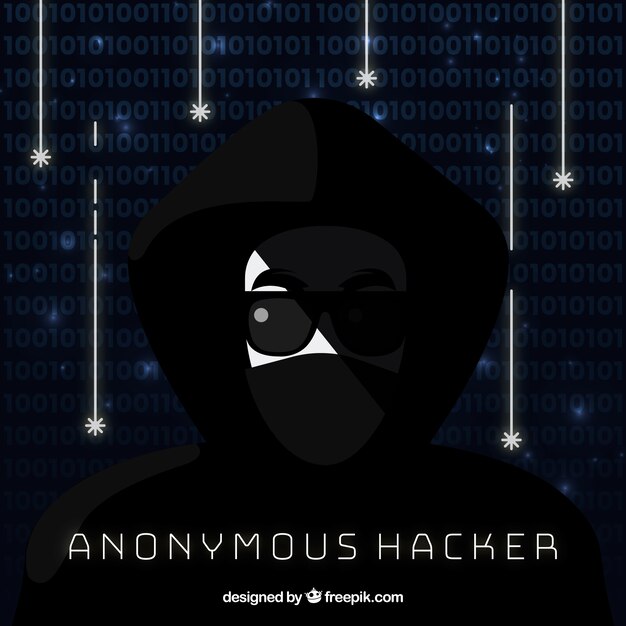 Anonymous hacker with flat design