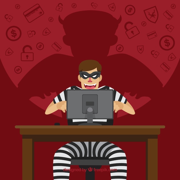 Free vector anonymous hacker with flat design