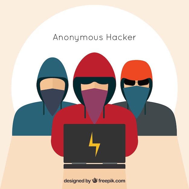 Vettore gratuito hacker anonimi con design piatto