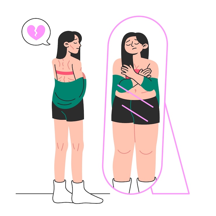 Free Vector anorexia concept illustration