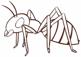 Free vector ant in doodle simple style on white background