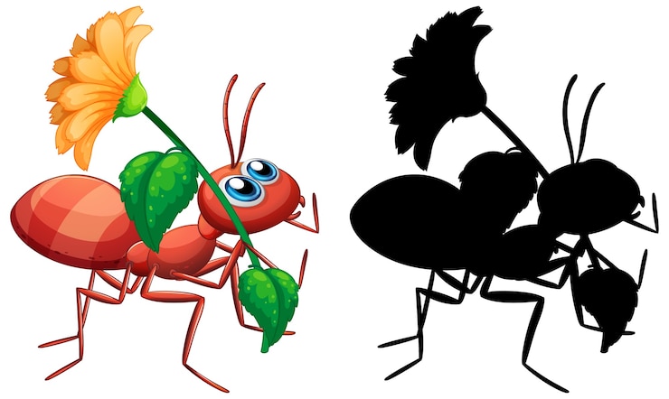 मुफ़्त वेक्टर ant holding flower set