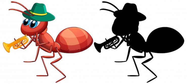 मुफ़्त वेक्टर ant and it silhouette