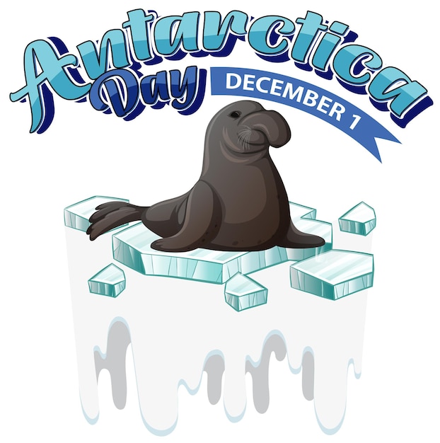 Free vector antarctica day text with dugong