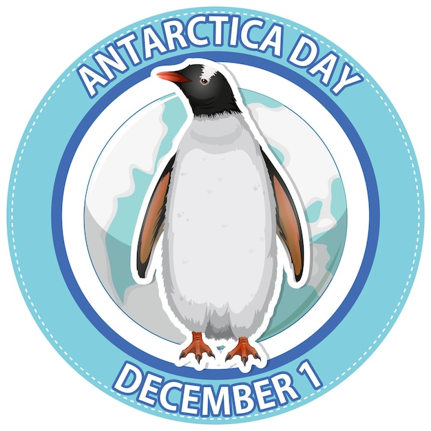 Free vector antarctica day text with penguin