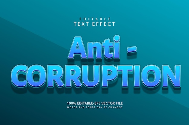 Anti corruption editable text effect 3 dimension emboss modern style