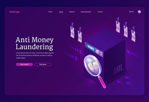 Free vector anti money laundering landing page template