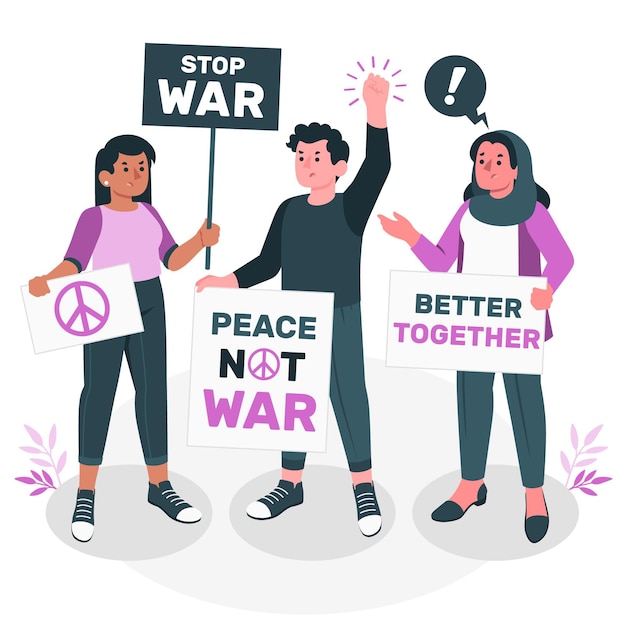 Free vector anti-war protest concept illustration