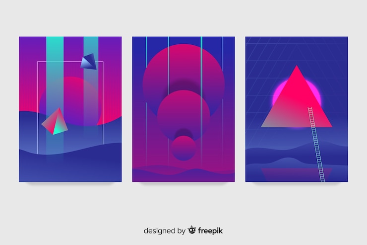 Free Vector antigravity geometric shapes cover collection