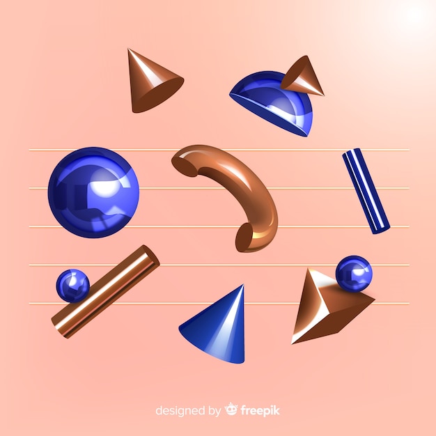 Free vector antigravity geometric shapes with 3d effect
