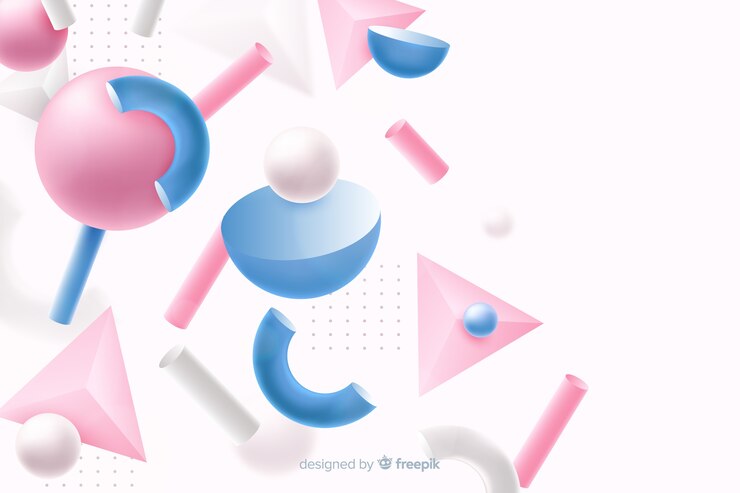무료 Vector 3d 효과와 중력 기하학적 도형