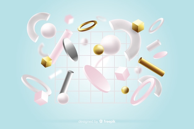 Free vector antigravity geometric shapes with 3d effect