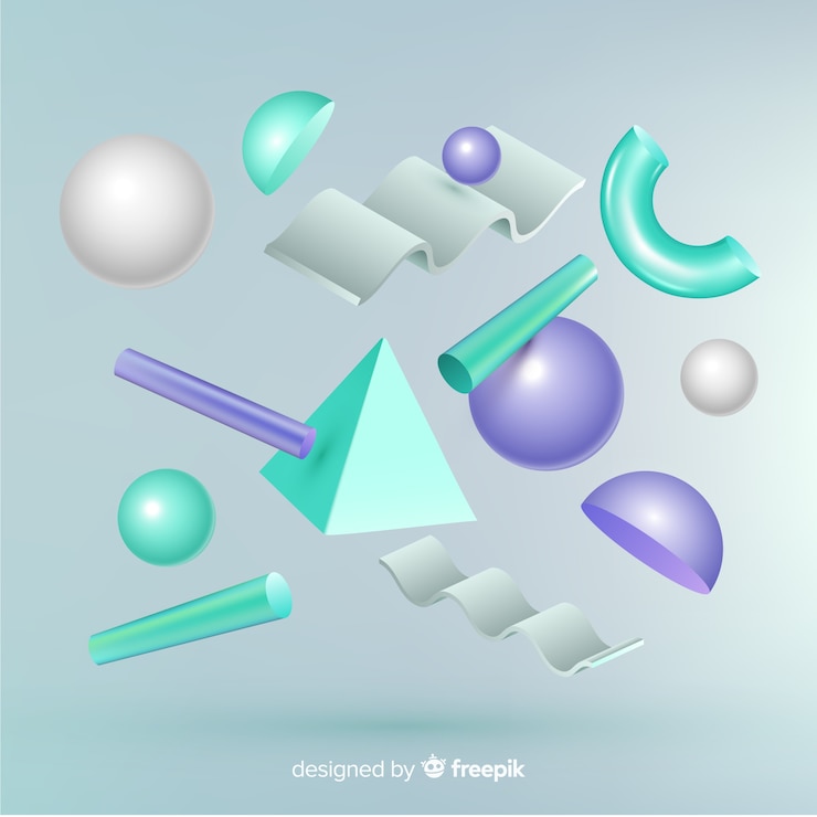 무료 Vector 3d 효과와 중력 기하학적 도형
