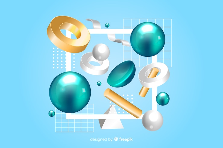 Free Vector antigravity geometric shapes with 3d effect