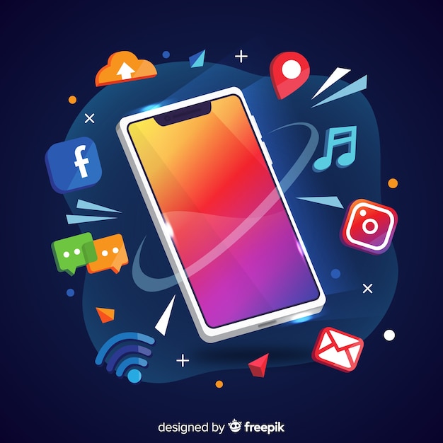 Free vector antigravity mobile phone with elements