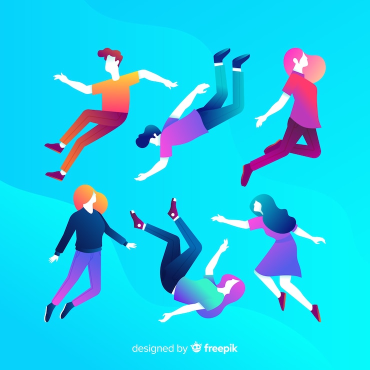 Free Vector antigravity people background
