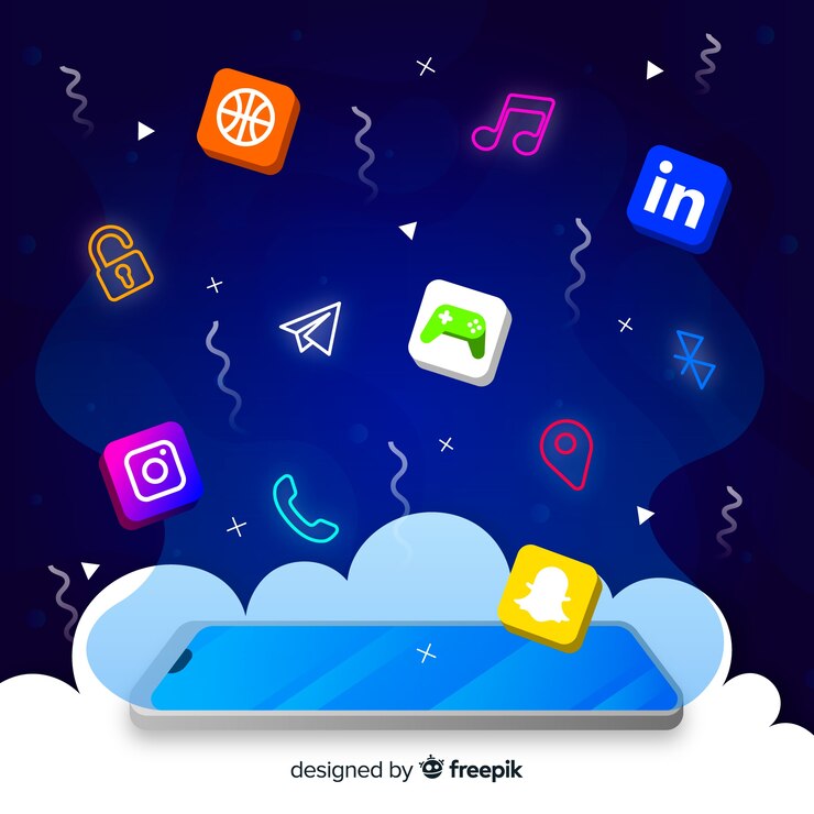 Free Vector antigravity smartphone with elements