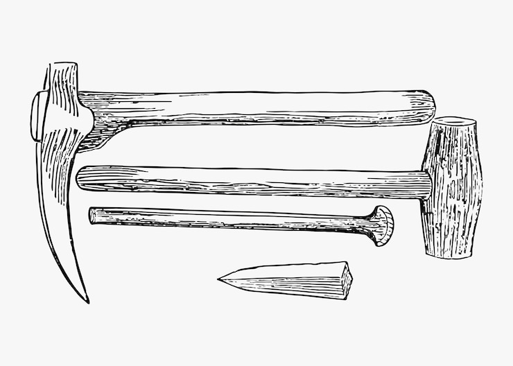 Free Vector antique mining tools set