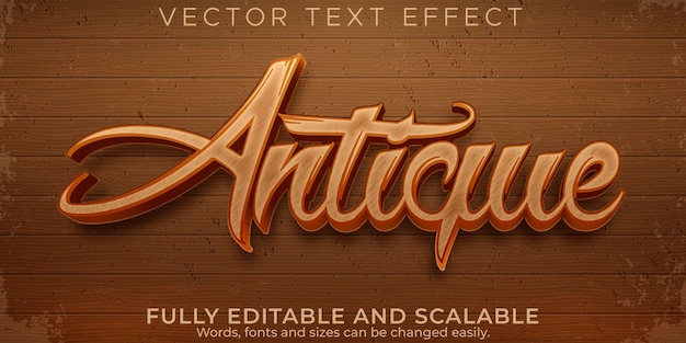 Antique old text effect, editable retro and ancient text style