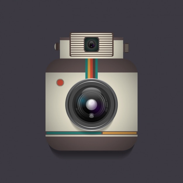 Free vector antique photo camera with color stripes