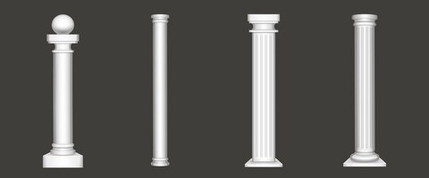 Vettore gratuito colonne antiche isolate su bianco