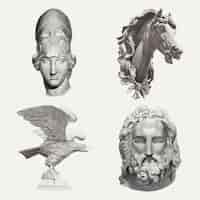 Бесплатное векторное изображение Набор векторных элементов дизайна античных скульптур, ремикс из коллекции общественного достояния
