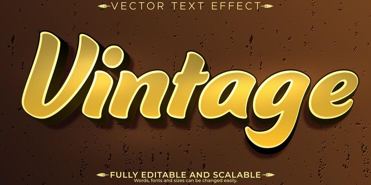 무료 Vector 골동품 텍스트 효과 편집 가능한 빈티지 및 클래식 사용자 정의 가능한 글꼴 스타일