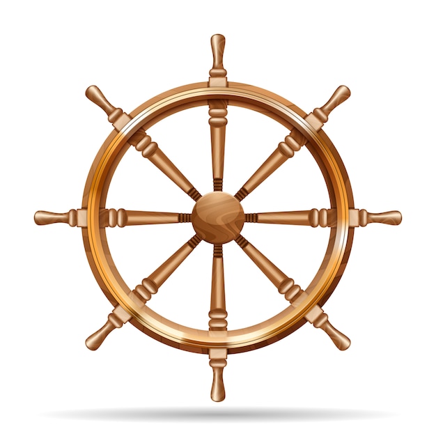 Free vector antique wooden ship wheel