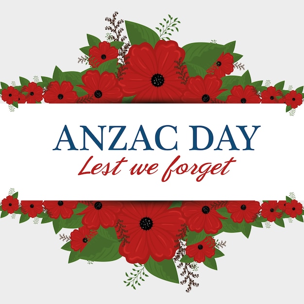 Premium Vector Anzac Day Poster With Red Poppy Flower