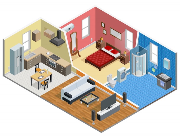 Vettore gratuito appartamento isometric design