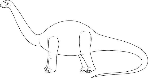 白い背景の上のアパトサウルス恐竜落書きアウトライン