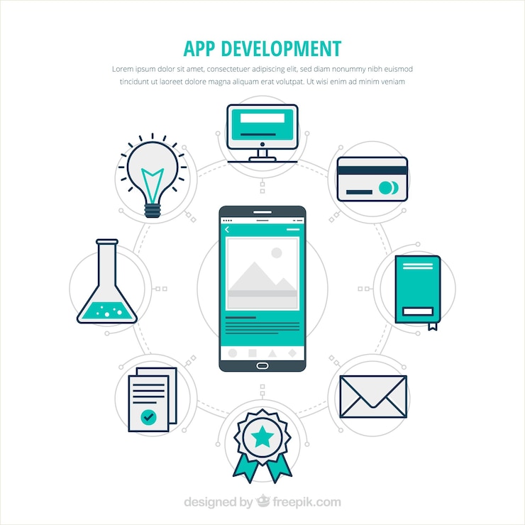 Free Vector app development concept with flat design