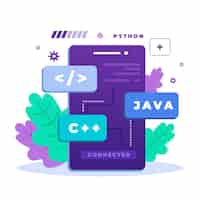 Free vector app development concept with programming languages
