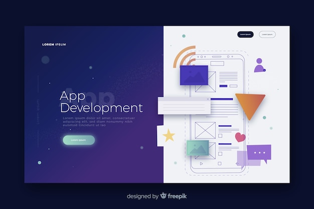 Free vector app development landing page