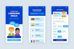 Vettore gratuito app per imparare le lingue