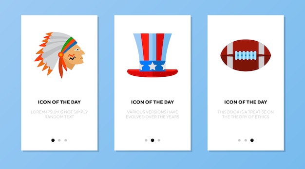 Free vector app screen set with american symbols