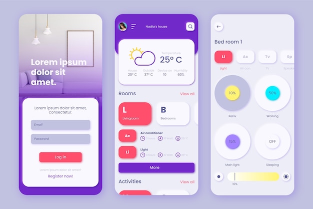 Free vector app template for smart home management