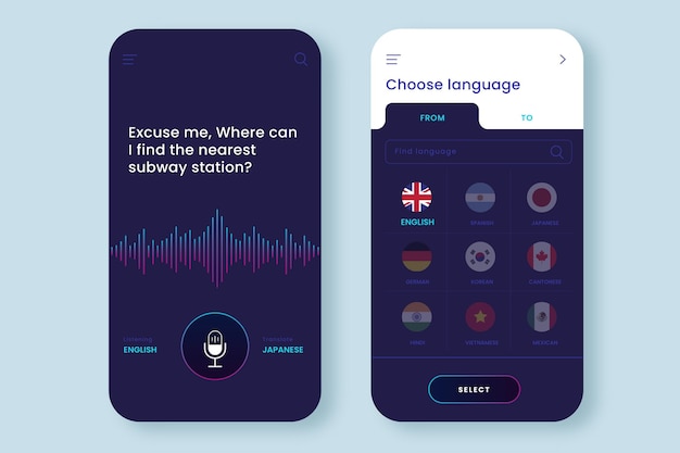 Free Vector | App template for translating languages