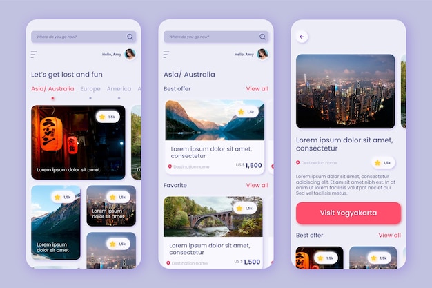 Vettore gratuito modello di app per la prenotazione del viaggio