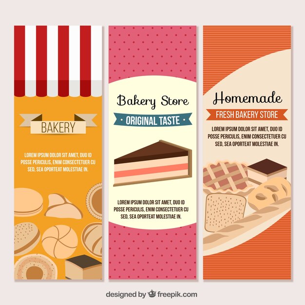 Appetizing bakery banners