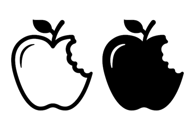 Free vector apple bitten outline and glyph