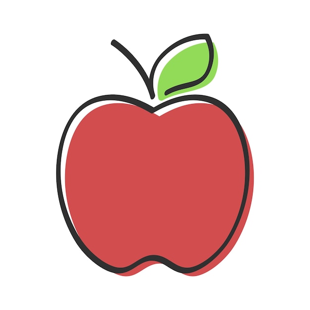 Vettore gratuito apple doodle style con colori offset