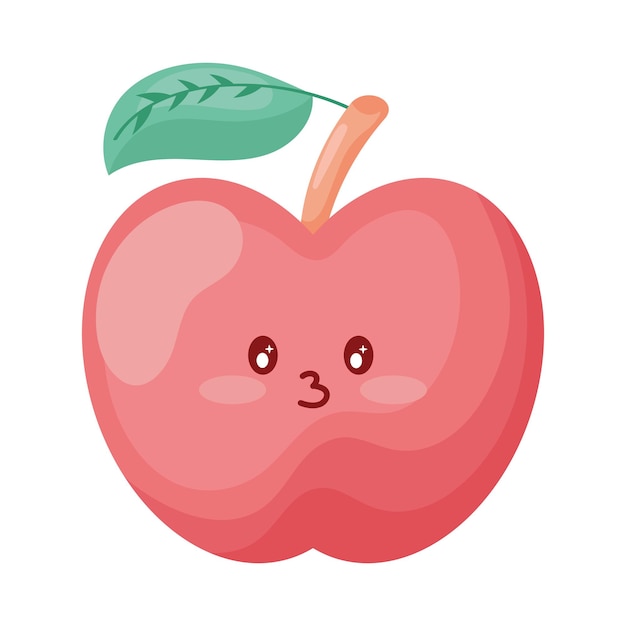 Free vector apple fruit kawaii style