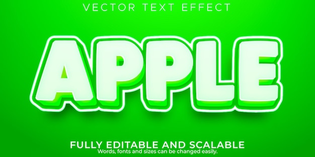 Apple fruit text effect, editable nature and green text style