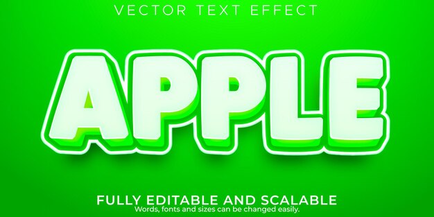 Apple fruit text effect, editable nature and green text style